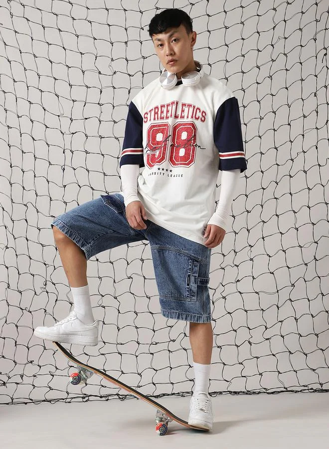 Hubberholme Color Block Varsity Print Oversized T-Shirt by Styli