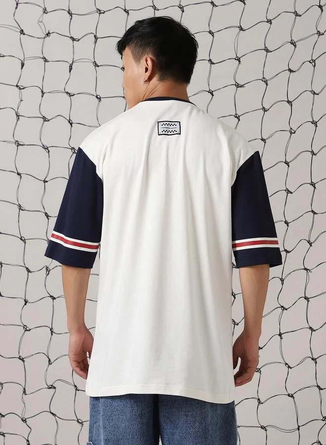 Hubberholme Color Block Varsity Print Oversized T-Shirt by Styli