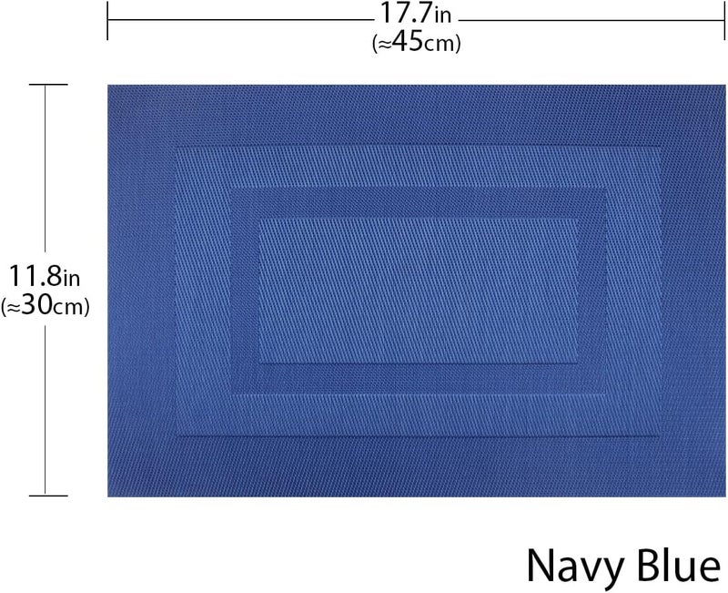 pigchcy Placemats Set of 8 Washable Durable Place Mats Vinyl Heat Resistant Non-Slip Table Mats Indoor Outdoor (Navy Blue) - Image 2
