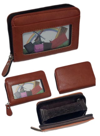 Pu leather unisex zip credit cards and money light wallet