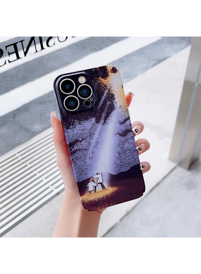 S-TOP Case For iPhone 12 Pro Max Precise Hole Oil Painting Pattern PC Phone Case - Image 1