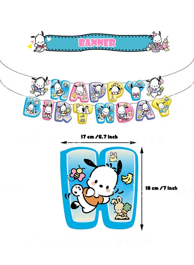 Pacha Dog Cartoon Birthday Decorations, Pacha Dog Birthday Party Supplies, Include Happy Birthday Banner Cake Toppers Cupcake Toppers Balloons,  Anime Theme Birthday Party Supplies(Pacha Dog Birthday Set)  - Image 2