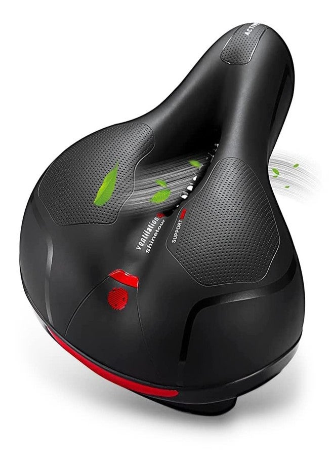 YUVEIN ENTERPRISES Universal Memory Foam Bicycle Seat with Red Reflective Strip | Waterproof, Breathable & Shock Absorbing Bike Saddle Cushion for Mountain, Road & Indoor Exercise Bikes