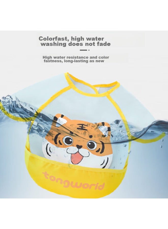 9i9 Baby Eating Bib, Waterproof And Stain-resistant, Food Cover, Infant And Child Eating Smock, 2-piece Set, A017 Duck And Tiger - Image 5