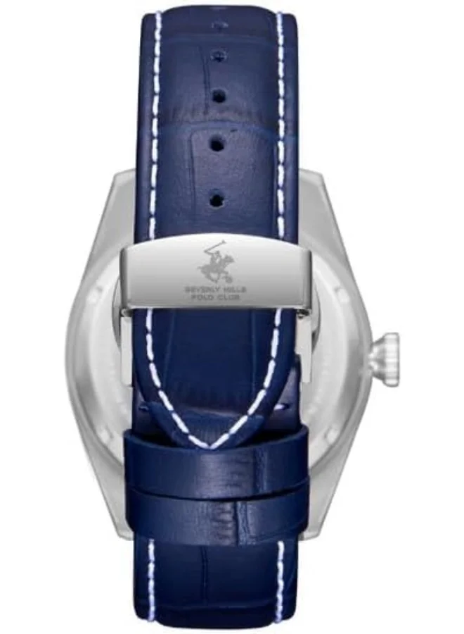 BEVERLY HILLS POLO CLUB Beverly Hills Polo Club BP3662X.399 Men's Automatic Display Watch & Leather Strap Dark Blue