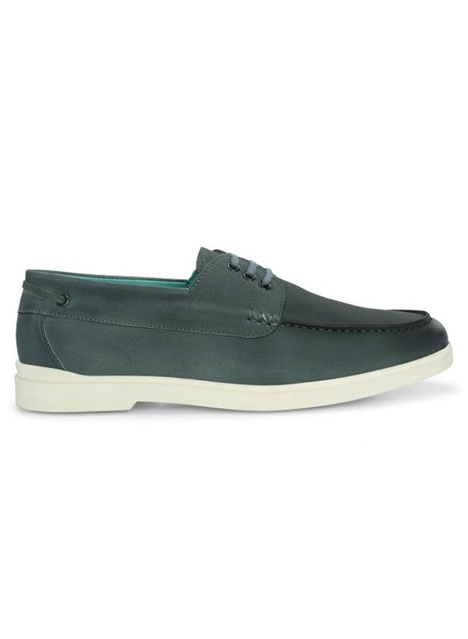 NOAK Men's Canvas Wanderers Boat Shoe | Organic Cactus Leather | Comfortable, Flexible & Breathable | Olive | UK 7 - Image 4