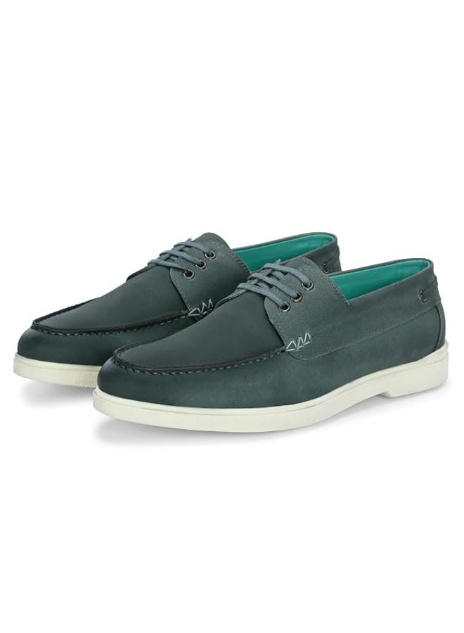 NOAK Men's Canvas Wanderers Boat Shoe | Organic Cactus Leather | Comfortable, Flexible & Breathable | Olive | UK 7 - Image 3