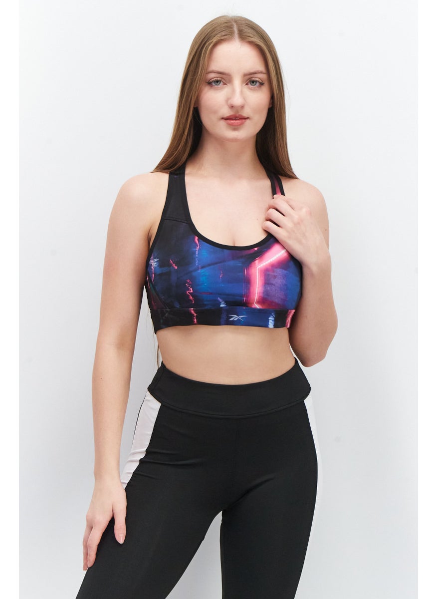 Reebok Women OSR Padded Racer Sports Bra, Black Combo  - Image 1