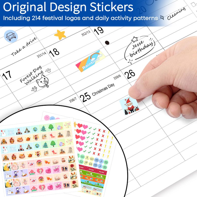 Aeccn Calendar 2026, Anti Ink Bleed, Durable Thick Paper, Large days Blocks, Wall Calendar 18 Months with Stickers, 17" x 12" Large Simple Style 2026 Calendars for Home, Office, Teacher Supplies- Simple - Image 5