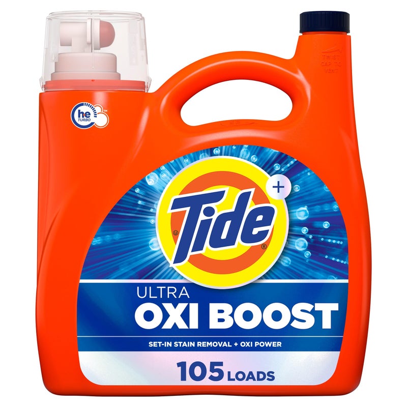 Tide Ultra Oxi Boost Liquid Laundry Detergent, 148 fl oz, 105 Loads, Advanced Stain Remover, Laundry Detergent Liquid with Extra Oxi Power - Image 1