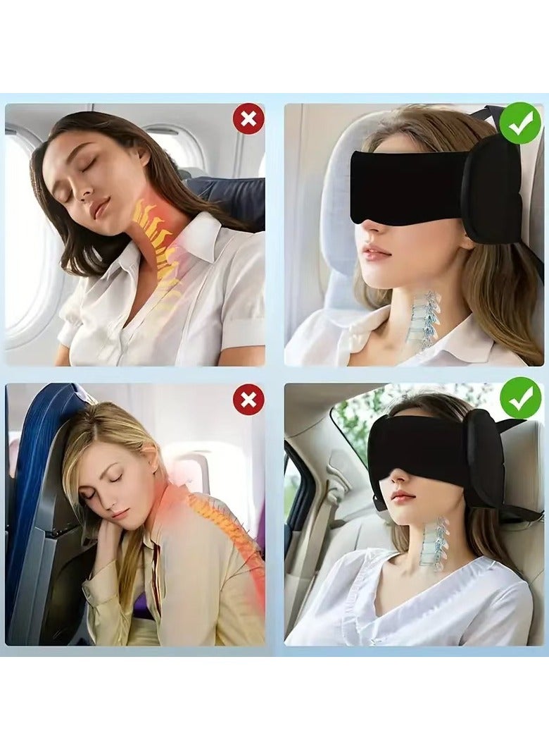 general Travel neck pillow backrest with eye mask shading and breathable sleep fixed support, multi-functional eye mask - Image 3