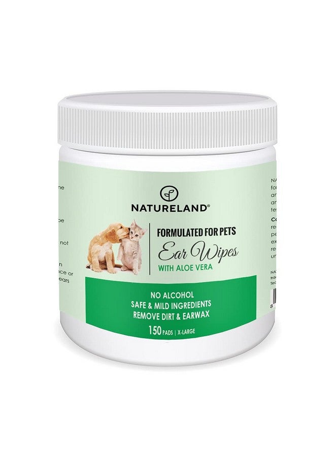 Natureland [150 pcs Extra-Large] Natureland Dog Ear Wipes - Extra Large Pads [170%] - Otic Cleaning Wipes for Infections and Controlling Ear Infections and Ear Odor in Pets - Image 1