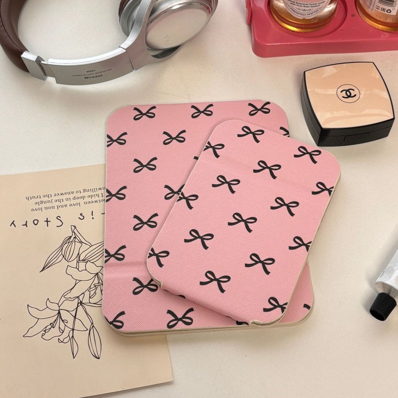 Sweet Pink Bow Makeup Mirror Portable Small Mirror Student Dormitory Desktop Folding Mirror Desktop Dressing Mirror - Image 4