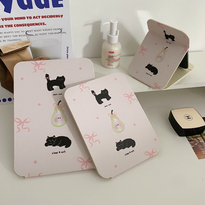 Sweet Pink Bow Makeup Mirror Portable Small Mirror Student Dormitory Desktop Folding Mirror Desktop Dressing Mirror - Image 1