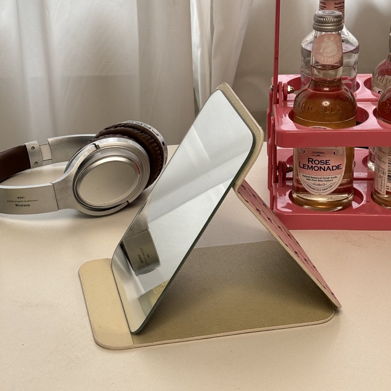 Sweet Pink Bow Makeup Mirror Portable Small Mirror Student Dormitory Desktop Folding Mirror Desktop Dressing Mirror - Image 5