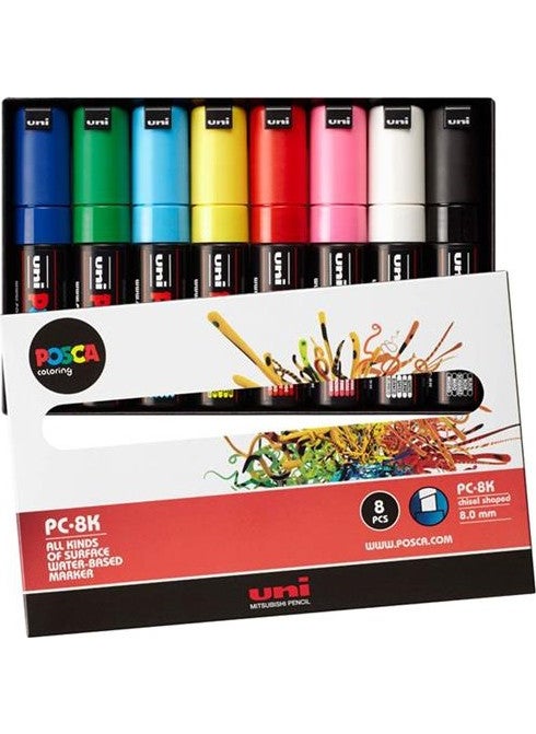 Uni-posca - Water Based Marker PC-8K 8 Pack - Main Colors - Image 1