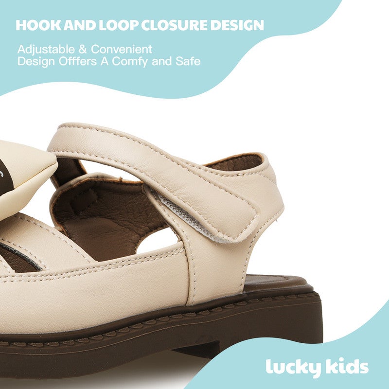 Lucky Kids Girls Bow Tie Flat Sandals Closed Toe Sandals with Adjustable Straps for Little/Big Kids - Image 5