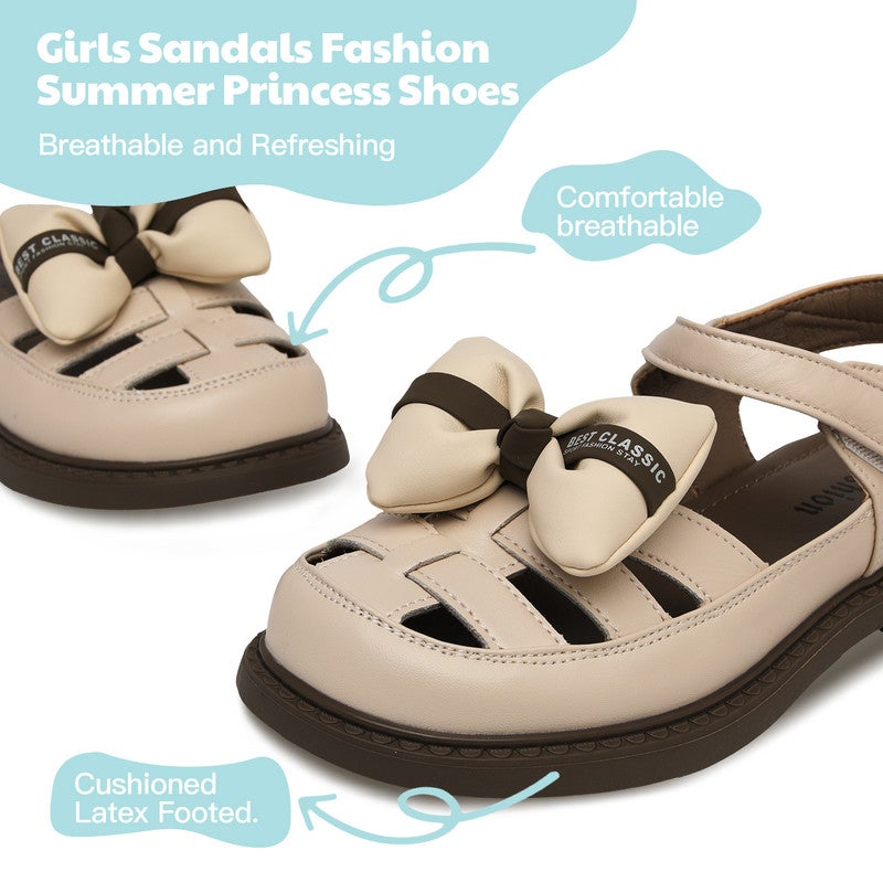 Lucky Kids Girls Bow Tie Flat Sandals Closed Toe Sandals with Adjustable Straps for Little/Big Kids - Image 3
