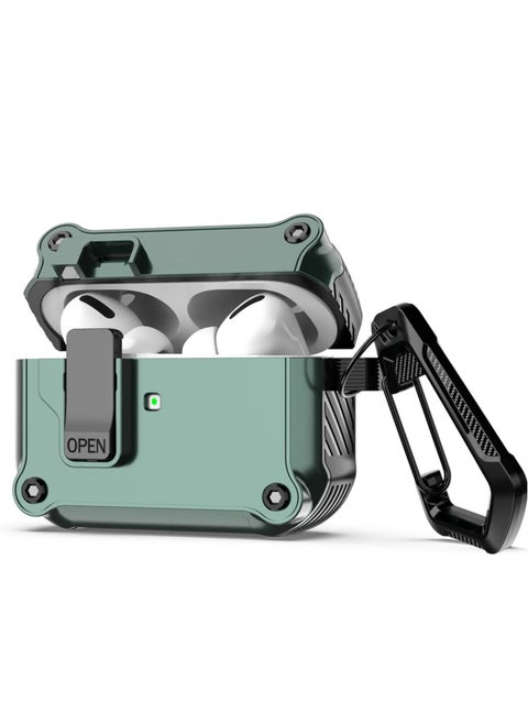 Airpods Pro Case Cover, [Secure Lock] Olytop Armor Full-Body Rugged AirPod Pro Protective Case Men with Carabiner, Cool Air pods Pro Shockproof Shell Case for Apple Airpods Pro 2019
