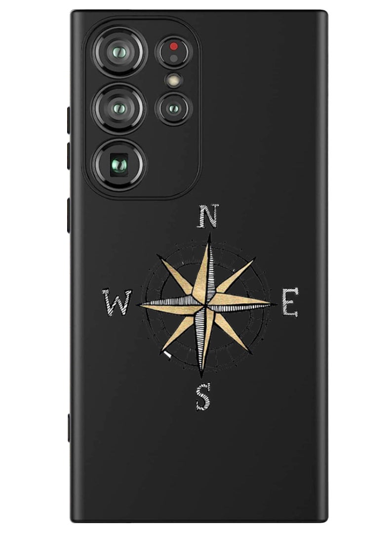 Theodor Protective Slim Fit Case Liquid Silicone Cover with Full Body Protection Anti-Scratch Shockproof Case For Samsung Galaxy S24 Ultra (Black) - Compass - Image 1