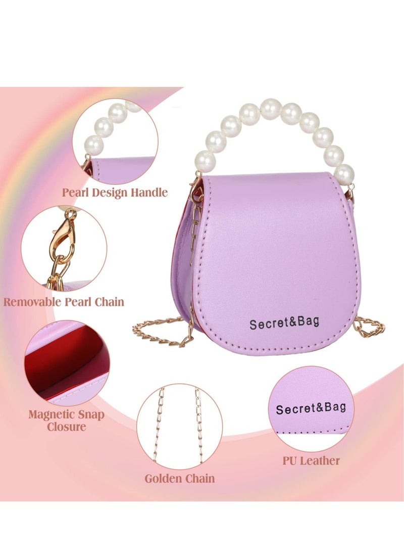 10 Pcs Toddler Wallets and Sunglasses Set for Girls Colorful Mini Pearl Handle Purse Princess Handbags with Pearl Handle for Girls Kids  - Image 4