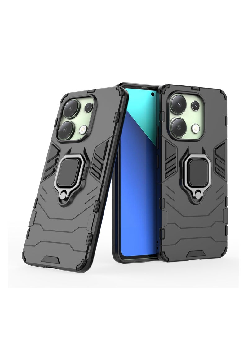 اووكاي [1+2] جراب لهاتف Xiaomi Redmi Note 13 4G مع واقي شاشة من الزجاج المقوى، جراب مزدوج الطبقات مقاوم للصدمات عالي التحمل بدرجة عسكرية مع حامل حلقي مغناطيسي (Note 13 4G) - Image 2