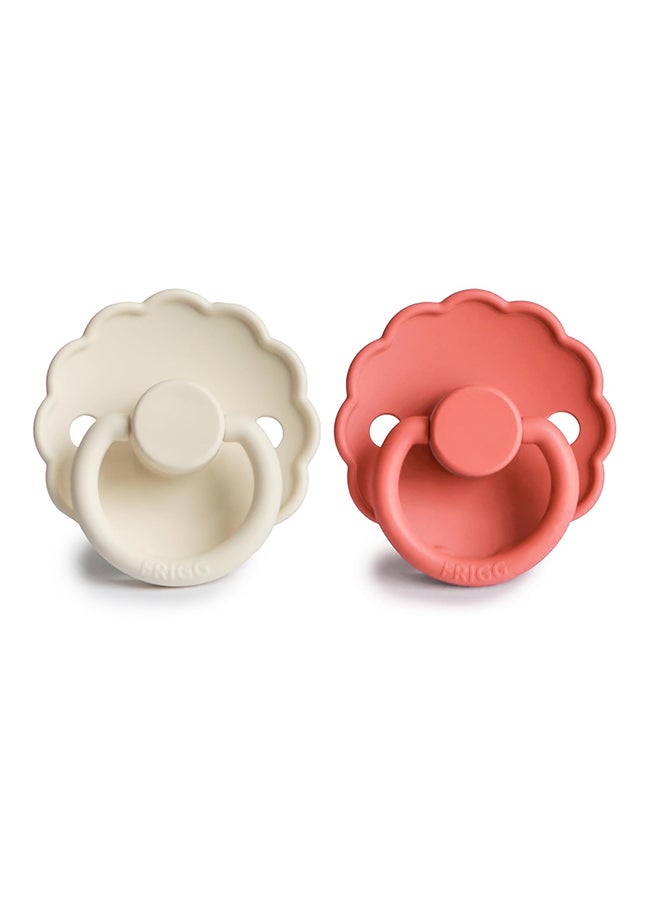 FRIGG لهاية FRIGG Daisy السيليكون للأطفال 6-18 شهر 2-Pack وردي كريمي/ببغاء - الحجم 2 - Image 2