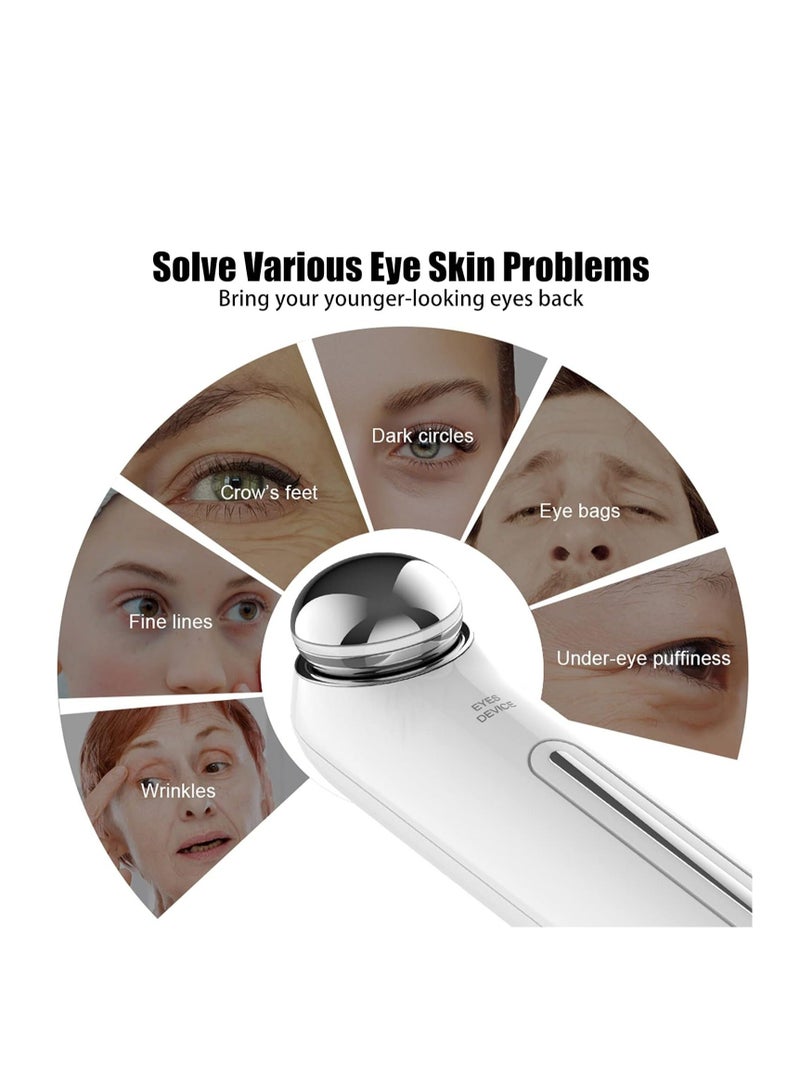 XiuWoo Eye Massager, Eyes Facial Massager Wand, Face Lift 3D Roller Electric Sonic Energy Rejuvenation, Gentle Massage Effect, Dark Circle Remover, Eliminate Bags & Puffy (White) - Image 5