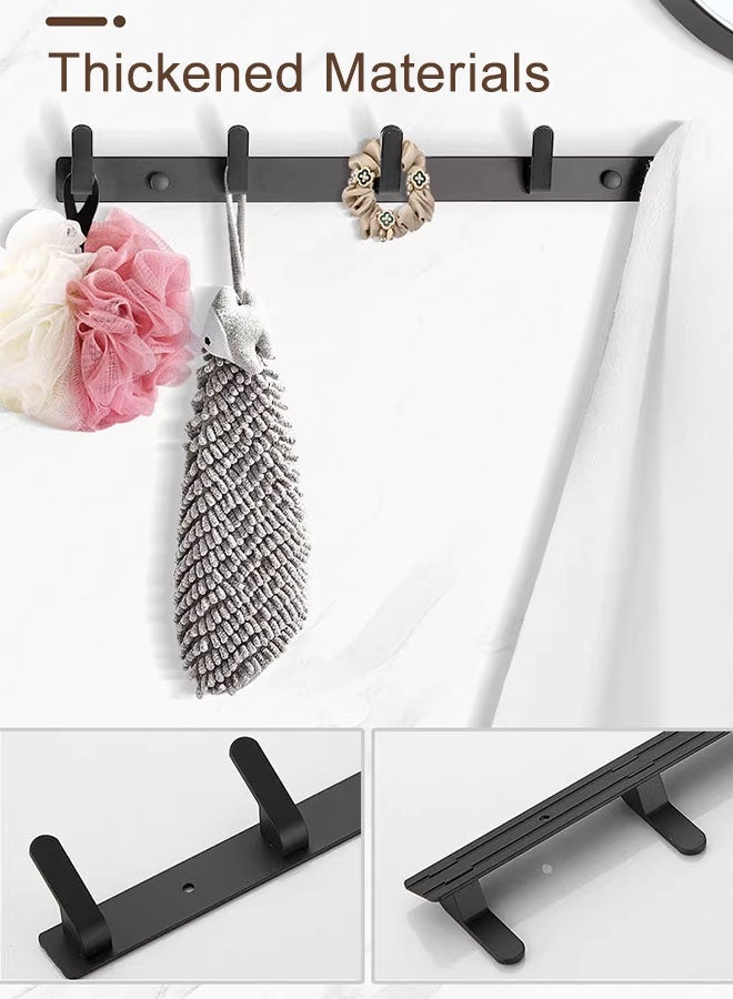 Loquat Space Aluminum Wall Hook Coat Rack Wall Mounted Wall Hanger with 5 Hooks Coat Hook Rail for Coat Hat Towel Purse Robes Mudroom Bathroom Entryway Towel Hooks for Bathrooms Black - Image 4