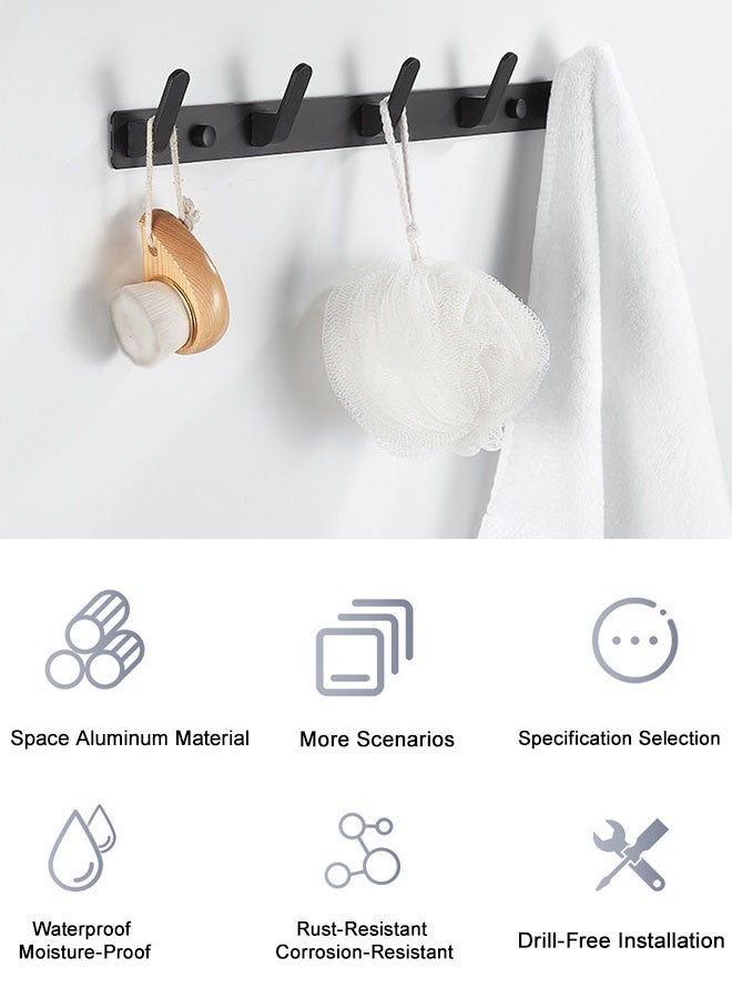 Loquat Space Aluminum Wall Hook Coat Rack Wall Mounted Wall Hanger with 5 Hooks Coat Hook Rail for Coat Hat Towel Purse Robes Mudroom Bathroom Entryway Towel Hooks for Bathrooms Black - Image 5