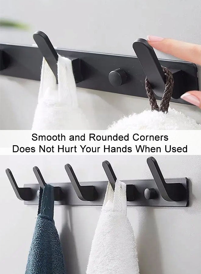 Loquat Space Aluminum Wall Hook Coat Rack Wall Mounted Wall Hanger with 5 Hooks Coat Hook Rail for Coat Hat Towel Purse Robes Mudroom Bathroom Entryway Towel Hooks for Bathrooms Black - Image 3