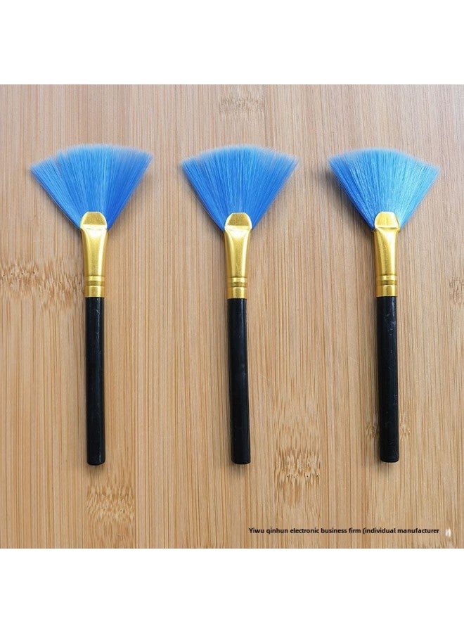 Loquat Source Supply Cleaning Brush Flat Rod Round Rod Fan Brush Five-finger Brush Large Head Brush Telescopic Brush Keyboard Gap Dust Removal Brush-Color:Round Rod Yellow Tube Blue Hair Fan Brush - Image 1