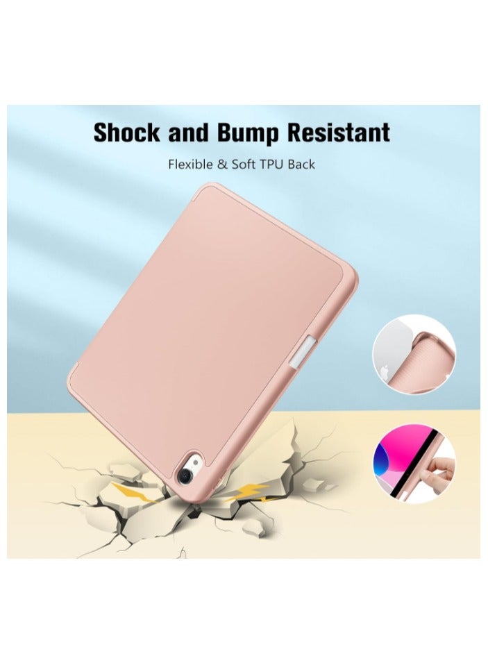 Case for iPad 10th Generation 10.9 Inch 2022 Built-in Pencil Holder Flexible Back Cover, Trifold Stand, Auto Sleep Wake Rebound Series pink - Image 5