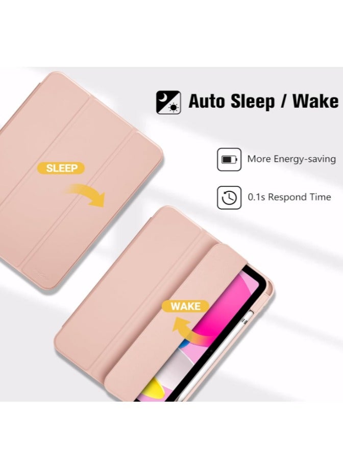 Case for iPad 10th Generation 10.9 Inch 2022 Built-in Pencil Holder Flexible Back Cover, Trifold Stand, Auto Sleep Wake Rebound Series pink - Image 3