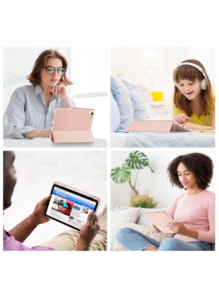 Case for iPad 10th Generation 10.9 Inch 2022 Built-in Pencil Holder Flexible Back Cover, Trifold Stand, Auto Sleep Wake Rebound Series pink - Image 2