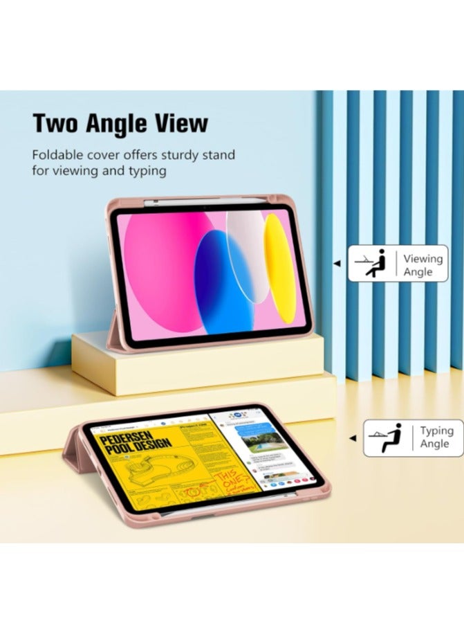 Case for iPad 10th Generation 10.9 Inch 2022 Built-in Pencil Holder Flexible Back Cover, Trifold Stand, Auto Sleep Wake Rebound Series pink - Image 4