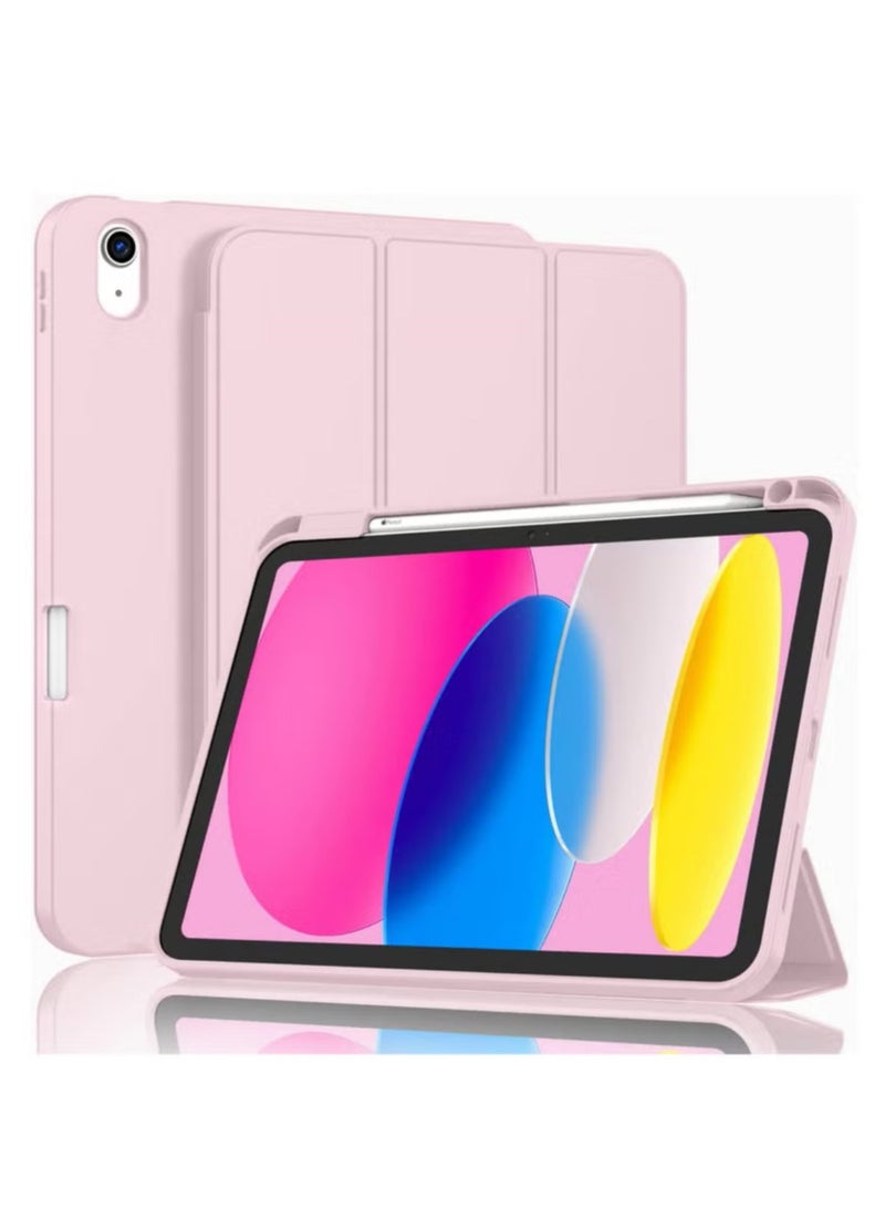 Case for iPad 10th Generation 10.9 Inch 2022 Built-in Pencil Holder Flexible Back Cover, Trifold Stand, Auto Sleep Wake Rebound Series pink - Image 1