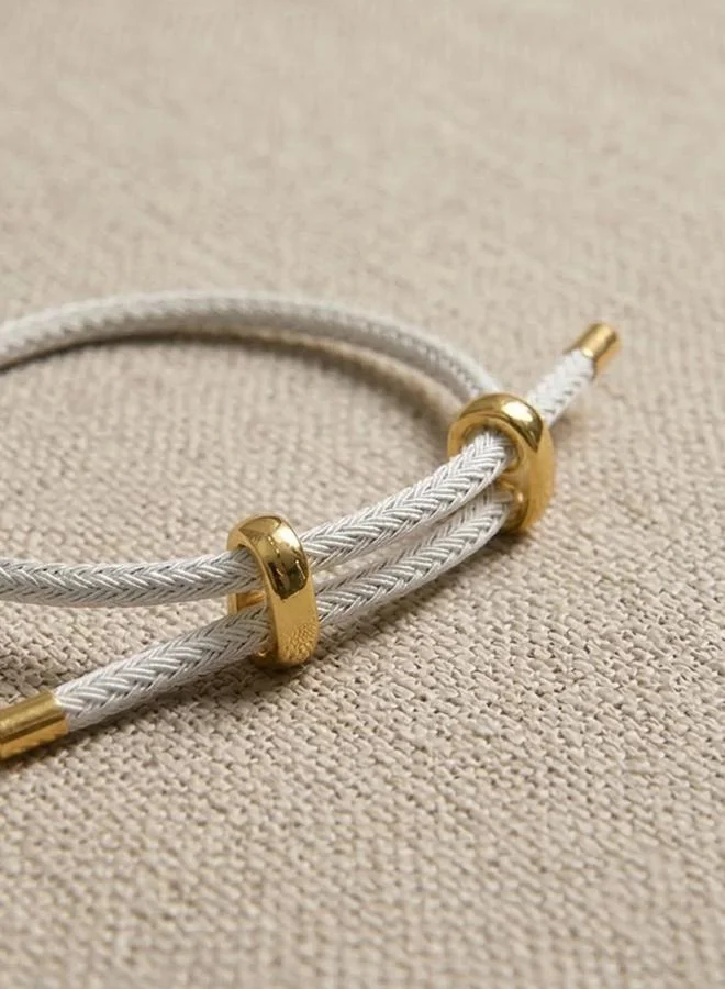 Take Two  White and Gold Tone Single-Loop Adjustable Bracelet for Women | Best Price UAE