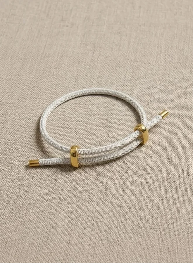Take Two  White and Gold Tone Single-Loop Adjustable Bracelet for Women | Best Price UAE