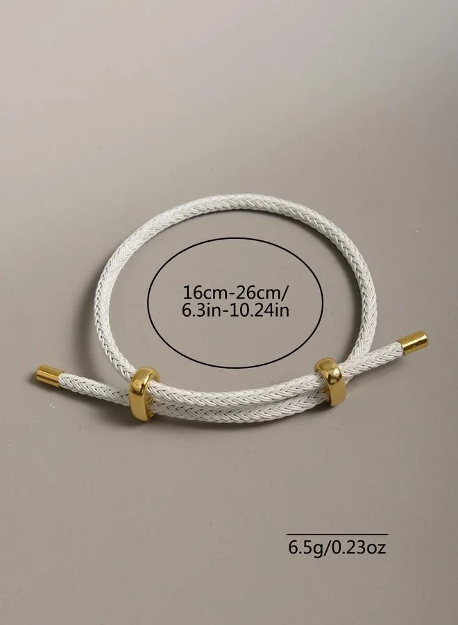 Take Two  White and Gold Tone Single-Loop Adjustable Bracelet for Women | Best Price UAE
