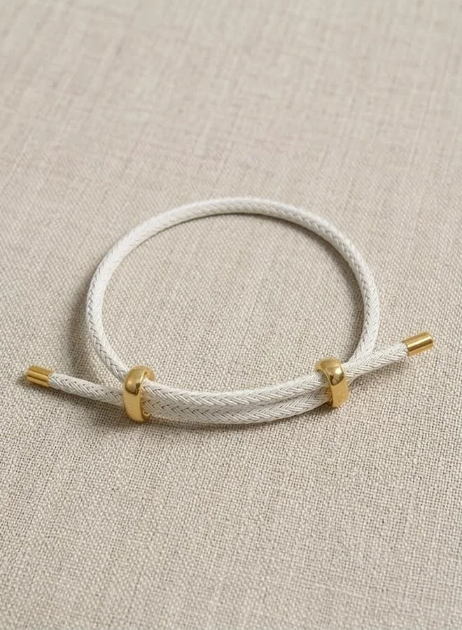 Take Two  White and Gold Tone Single-Loop Adjustable Bracelet for Women | Best Price UAE