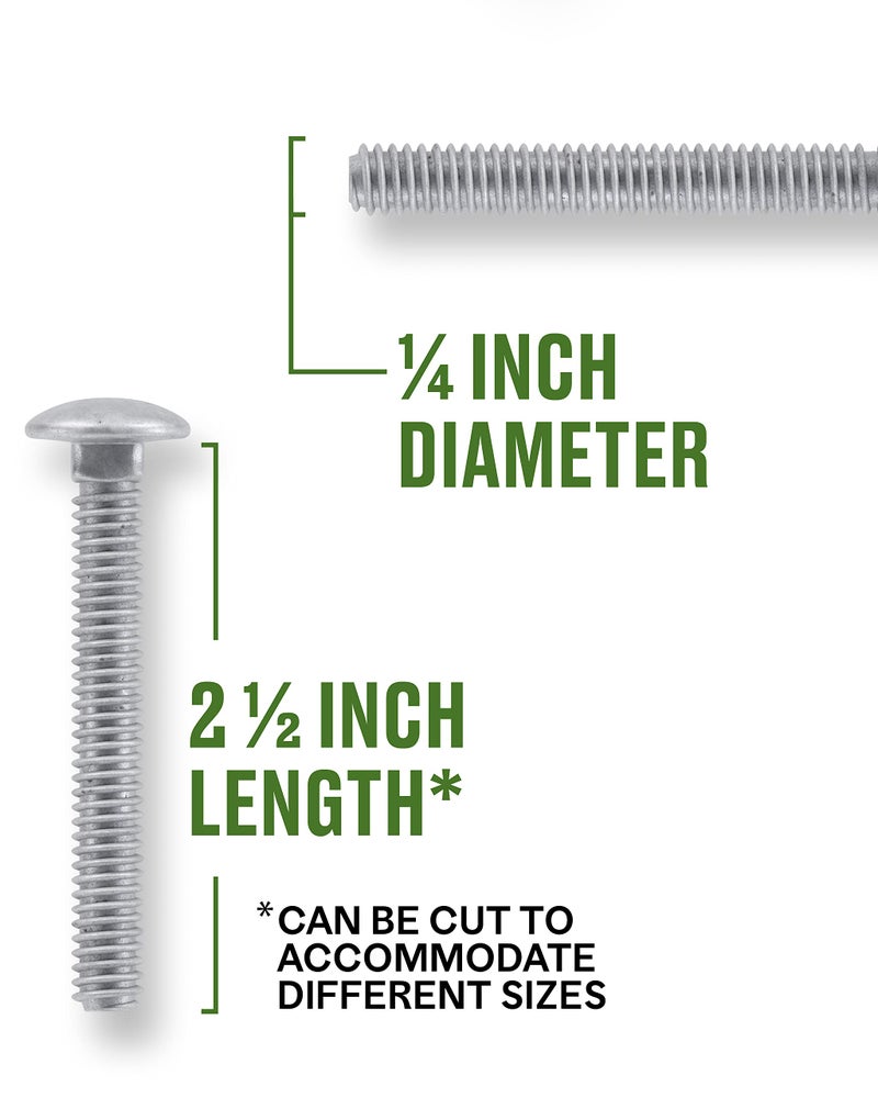 Hillman Group Galvanized Carriage Bolt 1/4â€ x 2-1/2â€, 100 Count, Blunt Point, Alloy Steel, Self-Locking Round Head Fasteners, Wood and Metal, No Washer Needed, Rust-Resistant (812515) - Image 3