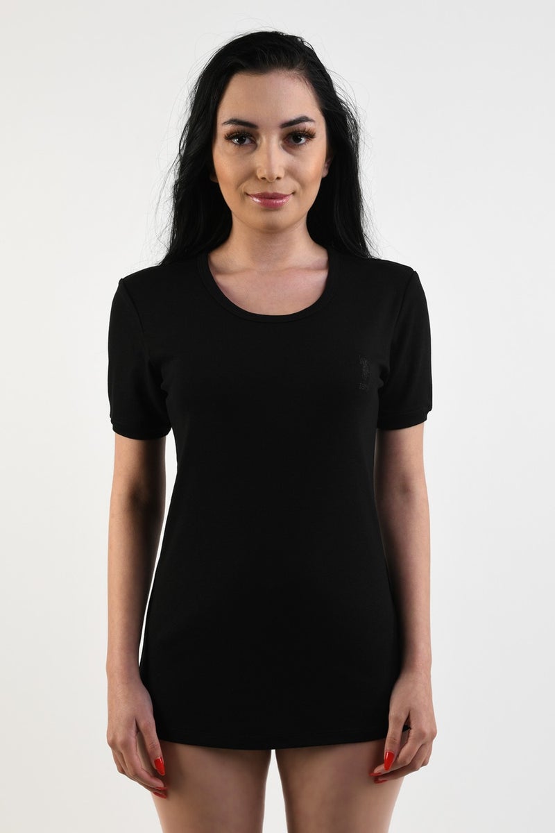 U.S. Polo Assn. 15069 Women's Black Short Sleeve Thermal Underwear - Image 1