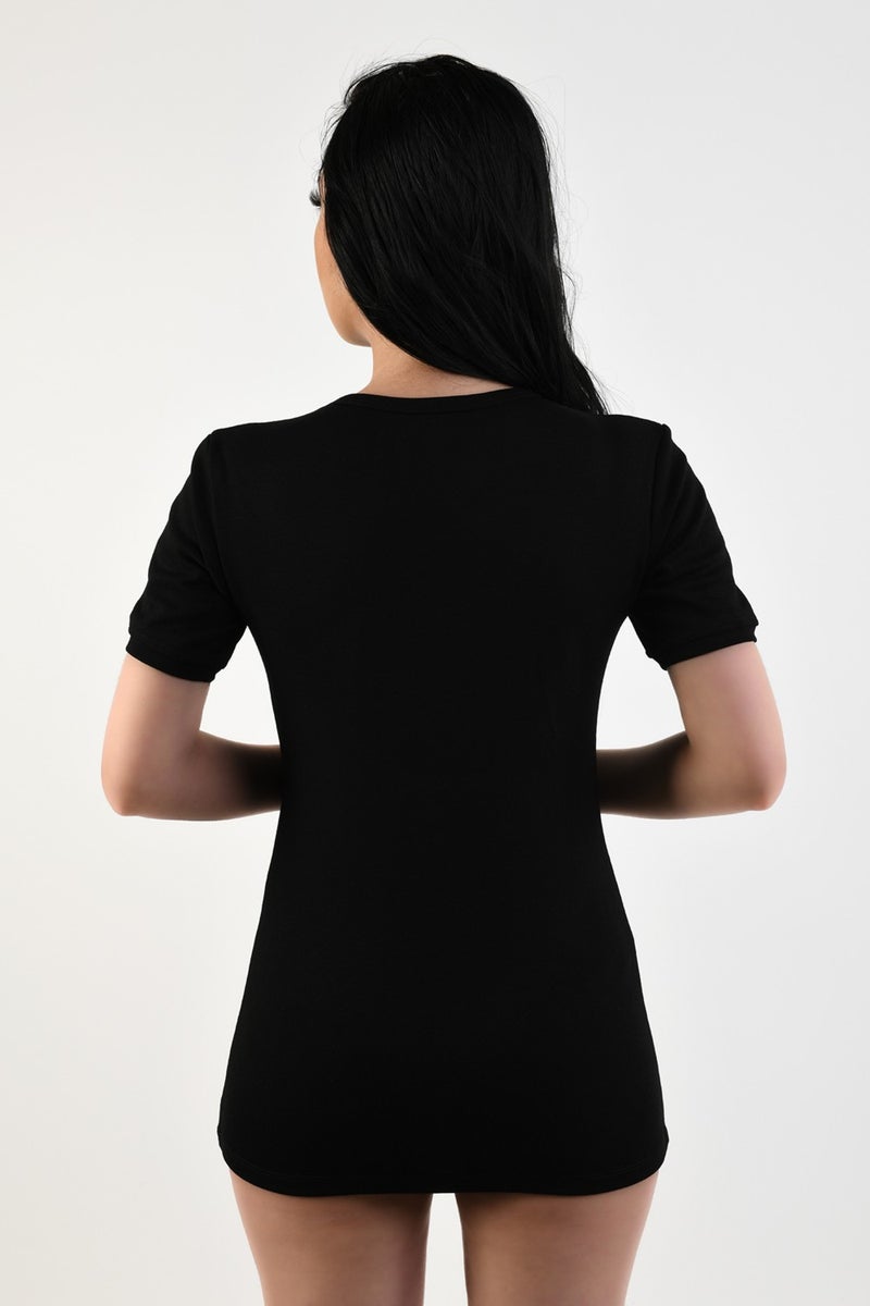 U.S. Polo Assn. 15069 Women's Black Short Sleeve Thermal Underwear - Image 3