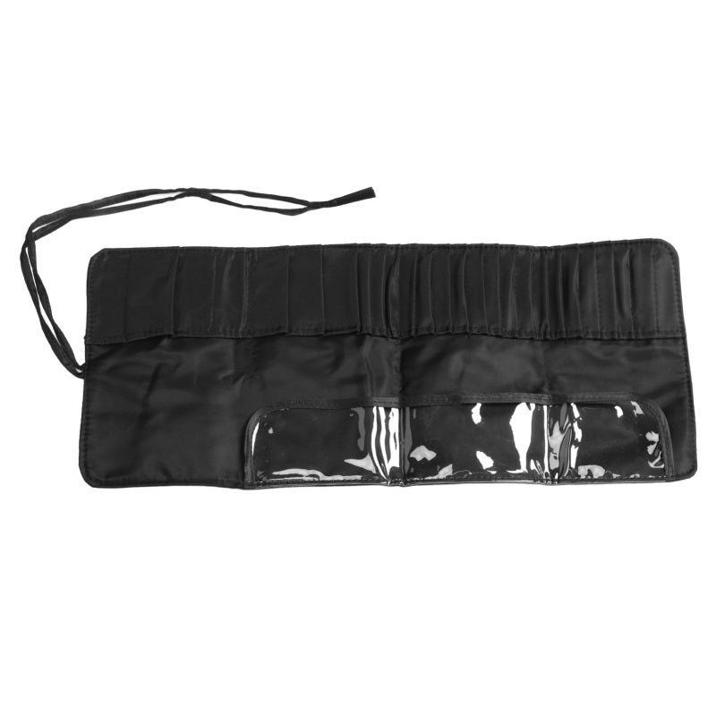 Large Capacity Makeup Brush Organizer: Premium Nylon Waterproof Wear Resistant - Rolling Foldable Portable Makeup Brush Case for Home Storage Travel Camping Business Trips - Image 3