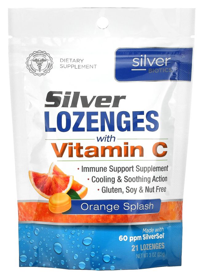 American Biotech Labs Silver Biotics Silver Lozenges with Vitamin C Orange Splash 21 Lozenges 3 oz (85 g)