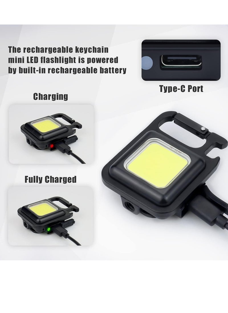 ELTRAZONE - Adventure Small LED Flashlight 800 Lumens, Rechargeable Keychain Mini Flashlight 4 Light Modes Portable Pocket Light with Folding Bracket Bottle Opener and Magnet Base for Fishing Walking Camping - Image 1