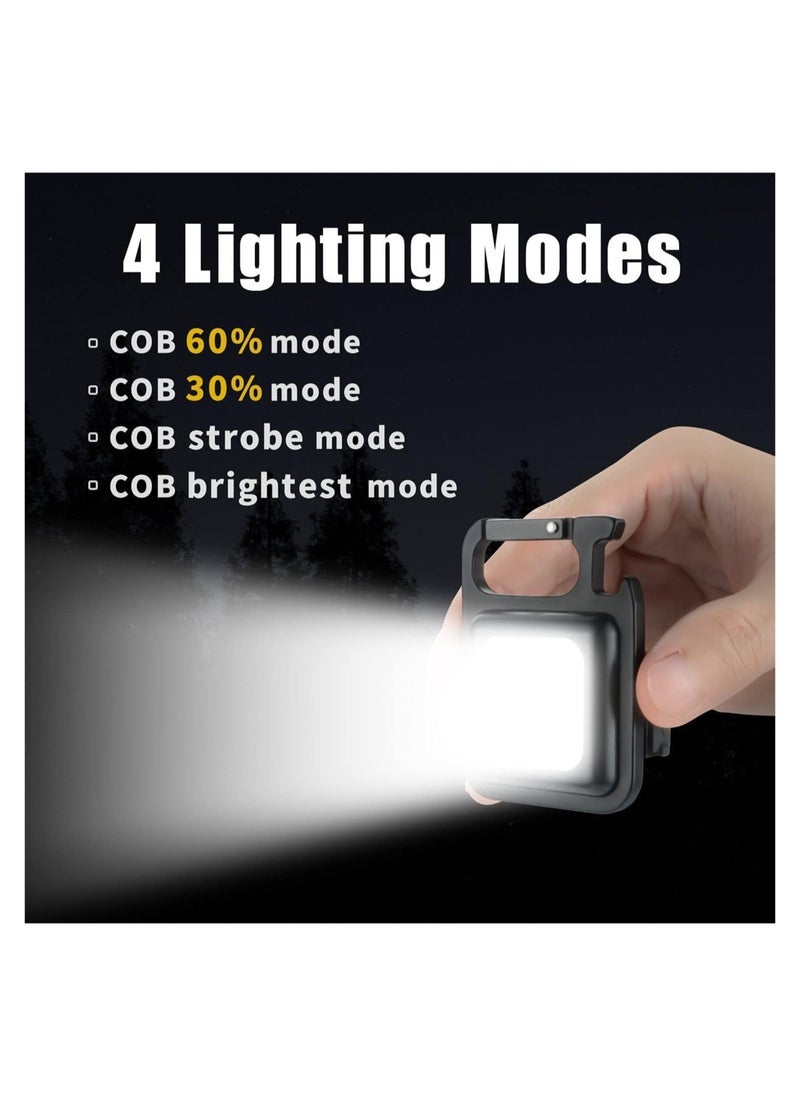 ELTRAZONE - Adventure Small LED Flashlight 800 Lumens, Rechargeable Keychain Mini Flashlight 4 Light Modes Portable Pocket Light with Folding Bracket Bottle Opener and Magnet Base for Fishing Walking Camping - Image 1