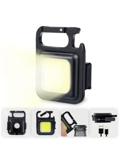 Adventure Small LED Flashlight 800 Lumens, Rechargeable Keychain Mini Flashlight 4 Light Modes Portable Pocket Light with Folding Bracket Bottle Opener and Magnet Base for Fishing Walking Camping