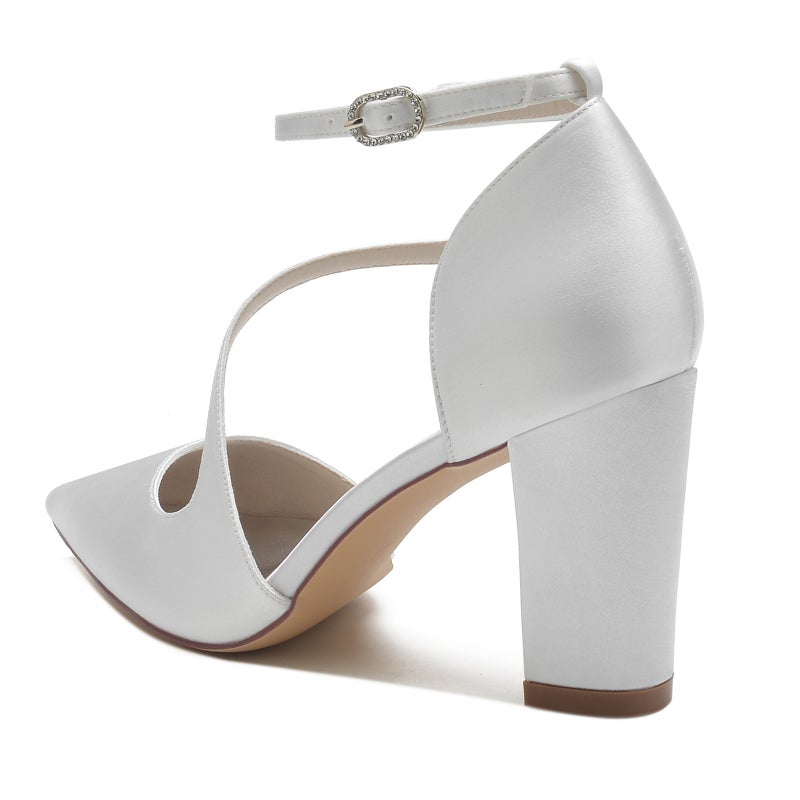 2025 Thick Heel Pointed Toe Strap Wristband Wedding Shoes Bridal Shoes Bridesmaid Shoes 212014-102 - Image 3